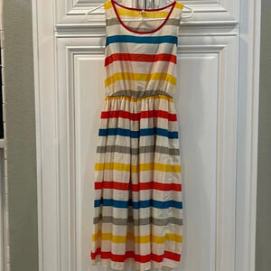 36 Point 5 Stripe Midi Multi color Sleeveless Dress flowy pleated Small (flaws)